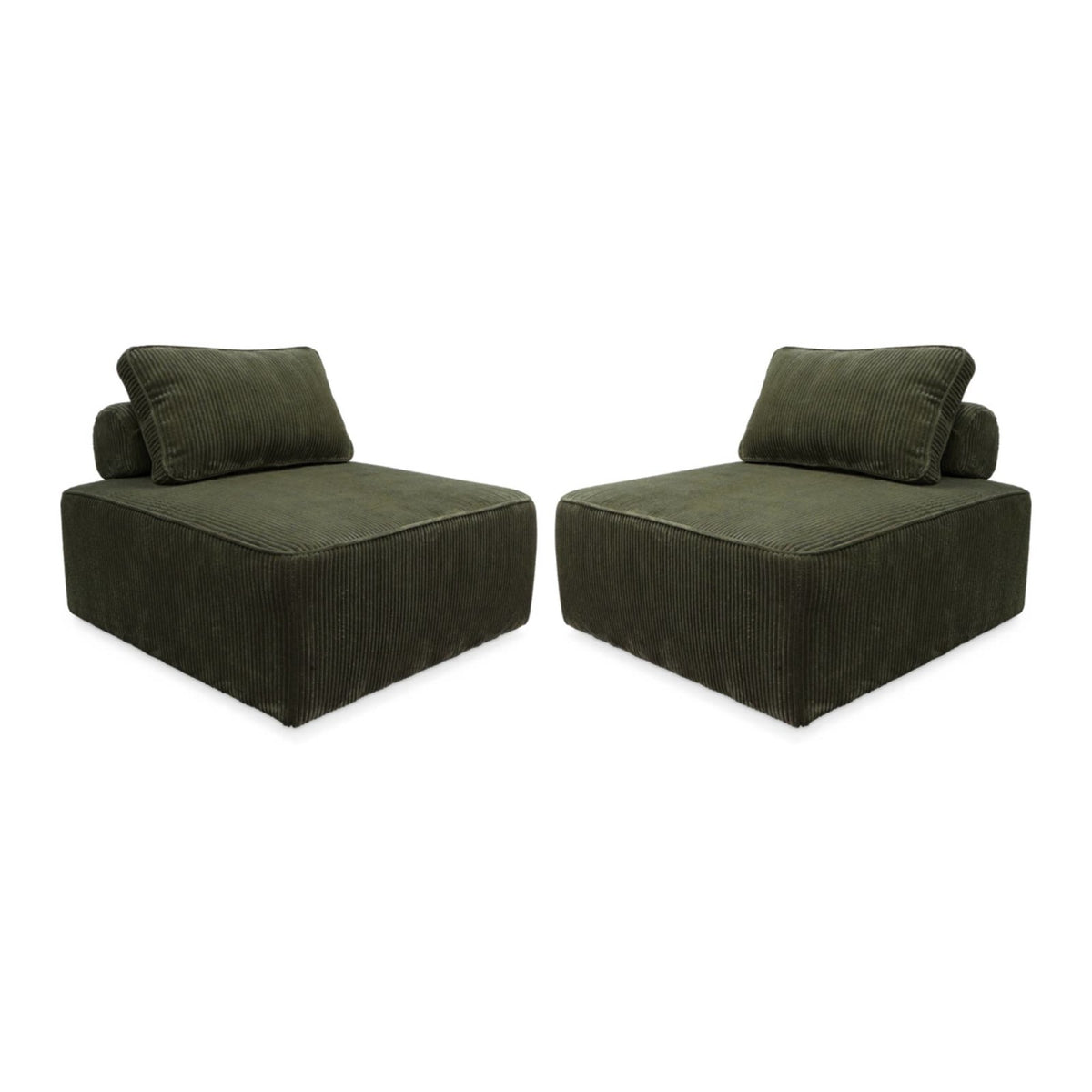 Lot de 2 Chauffeuses Modulables en Velours Côtelé Vert Foncé vert foncé - vue 1