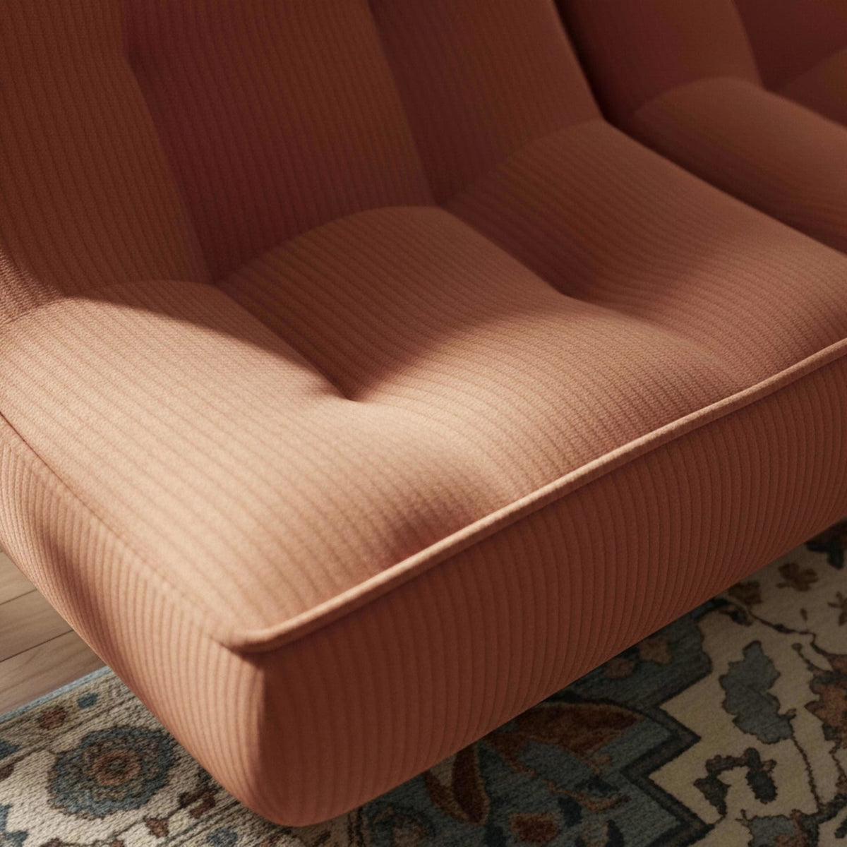 Lot de 2 Chauffeuses Modulables en Velours Côtelé Terracotta terracotta - vue 5