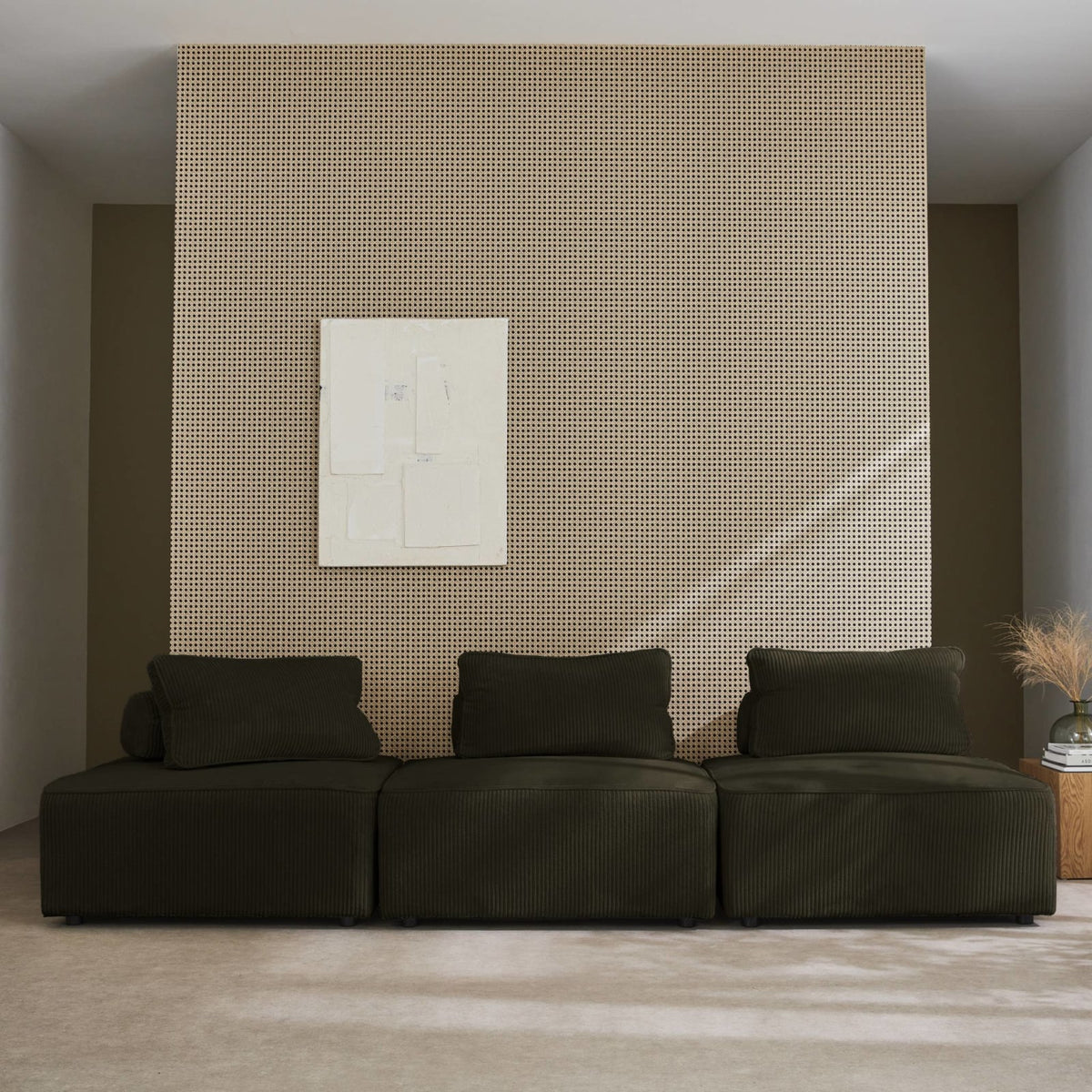 Lot de 3 Chauffeuses Modulables en Velours Côtelé Vert Foncé vert foncé - vue 3