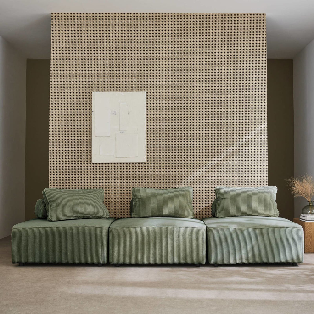 Lot de 3 Chauffeuses Modulables en Velours Côtelé Vert vert - vue 1
