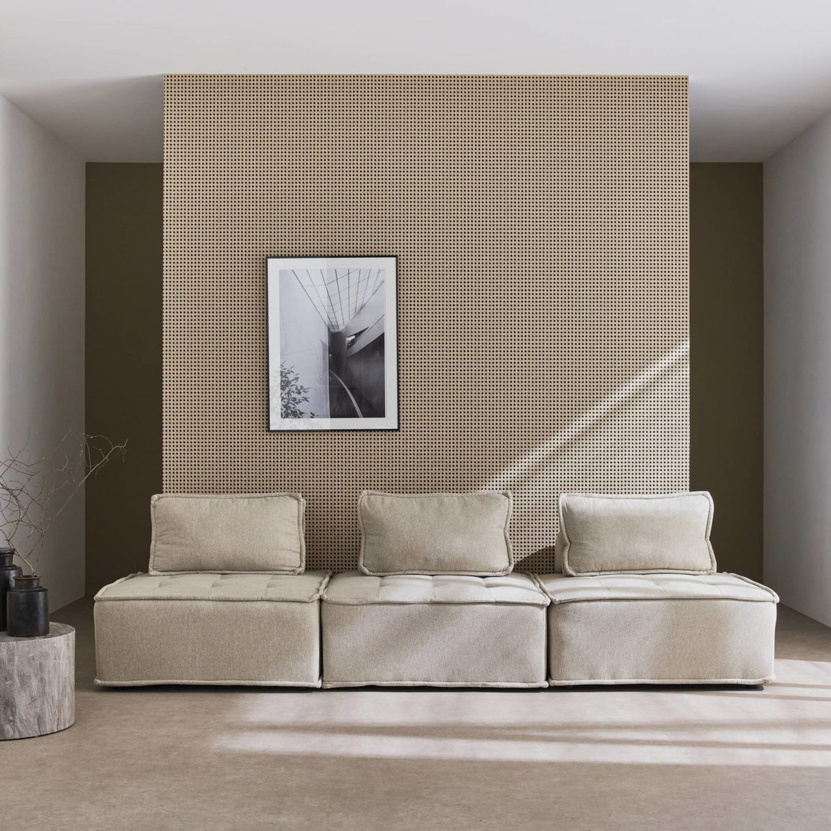 Lot de 3 Chauffeuses Modulables en Tissu Beige beige - vue 2