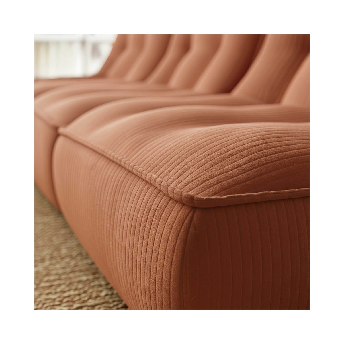 Lot de 3 Fauteuils Modulables en Velours Côtelé Terracotta terracotta - vue 4