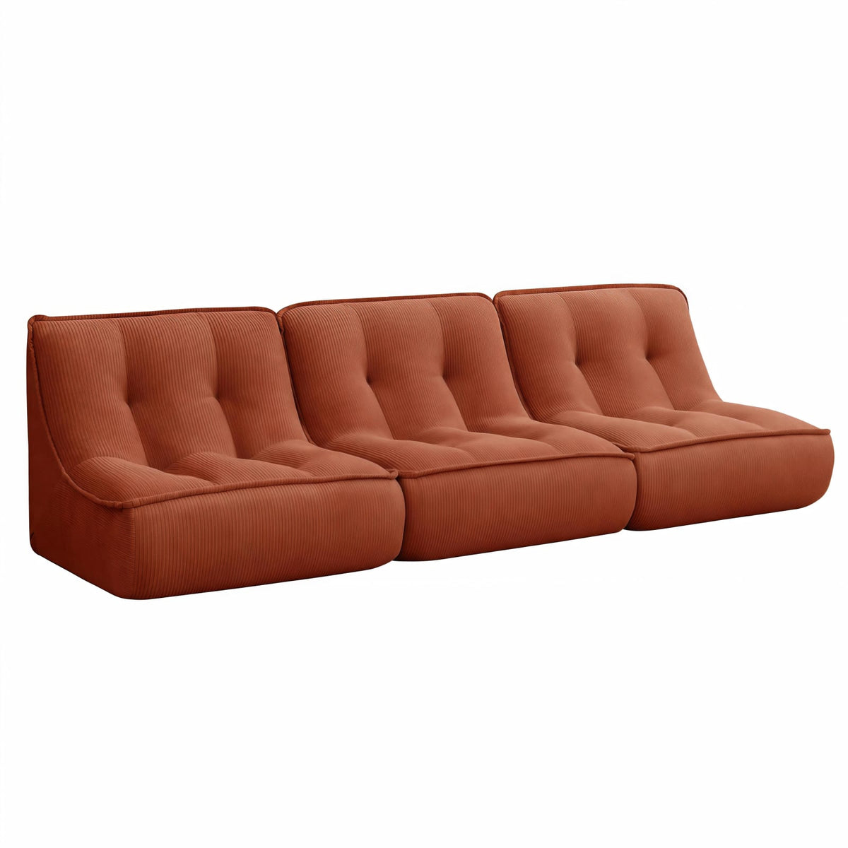 Lot de 3 Fauteuils Modulables en Velours Côtelé Terracotta terracotta - vue 1