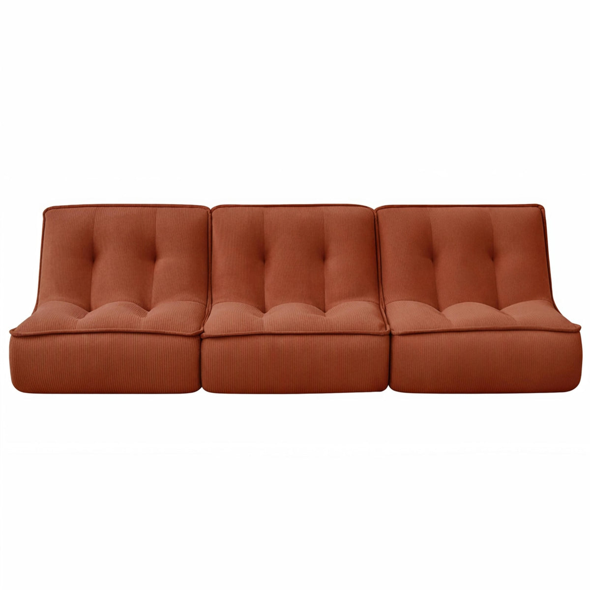 Lot de 3 Fauteuils Modulables en Velours Côtelé Terracotta terracotta - vue 5