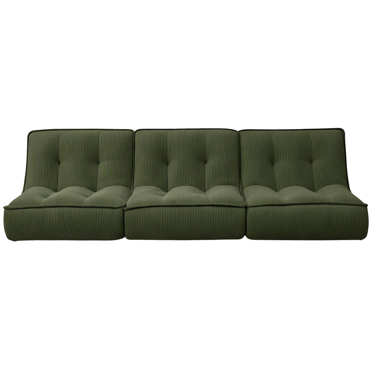 Lot de 3 Fauteuils Modulables en Velours Côtelé Vert vert - vue 5