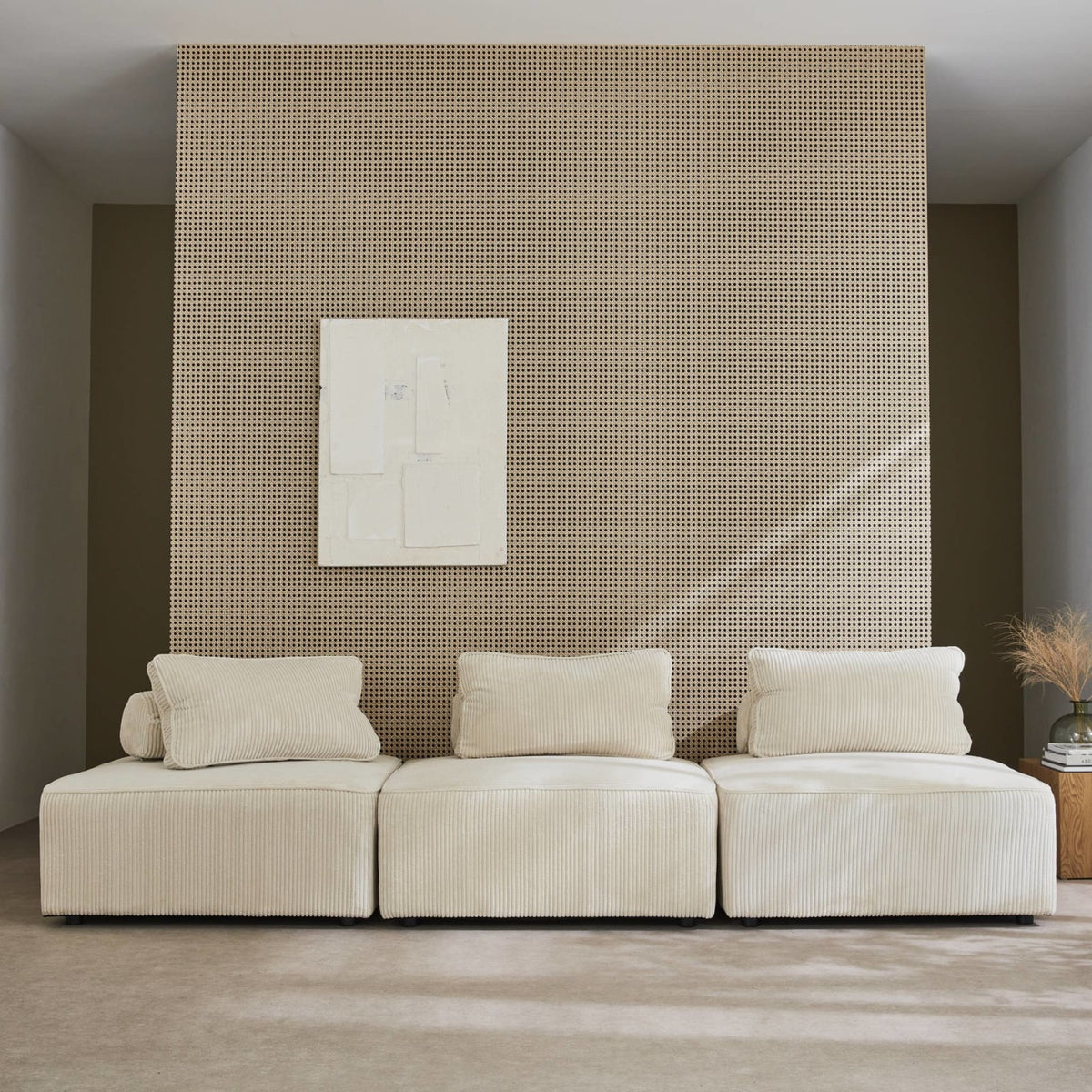 Lot de 3 Chauffeuses Modulables en Velours Côtelé Crème crème - vue 2