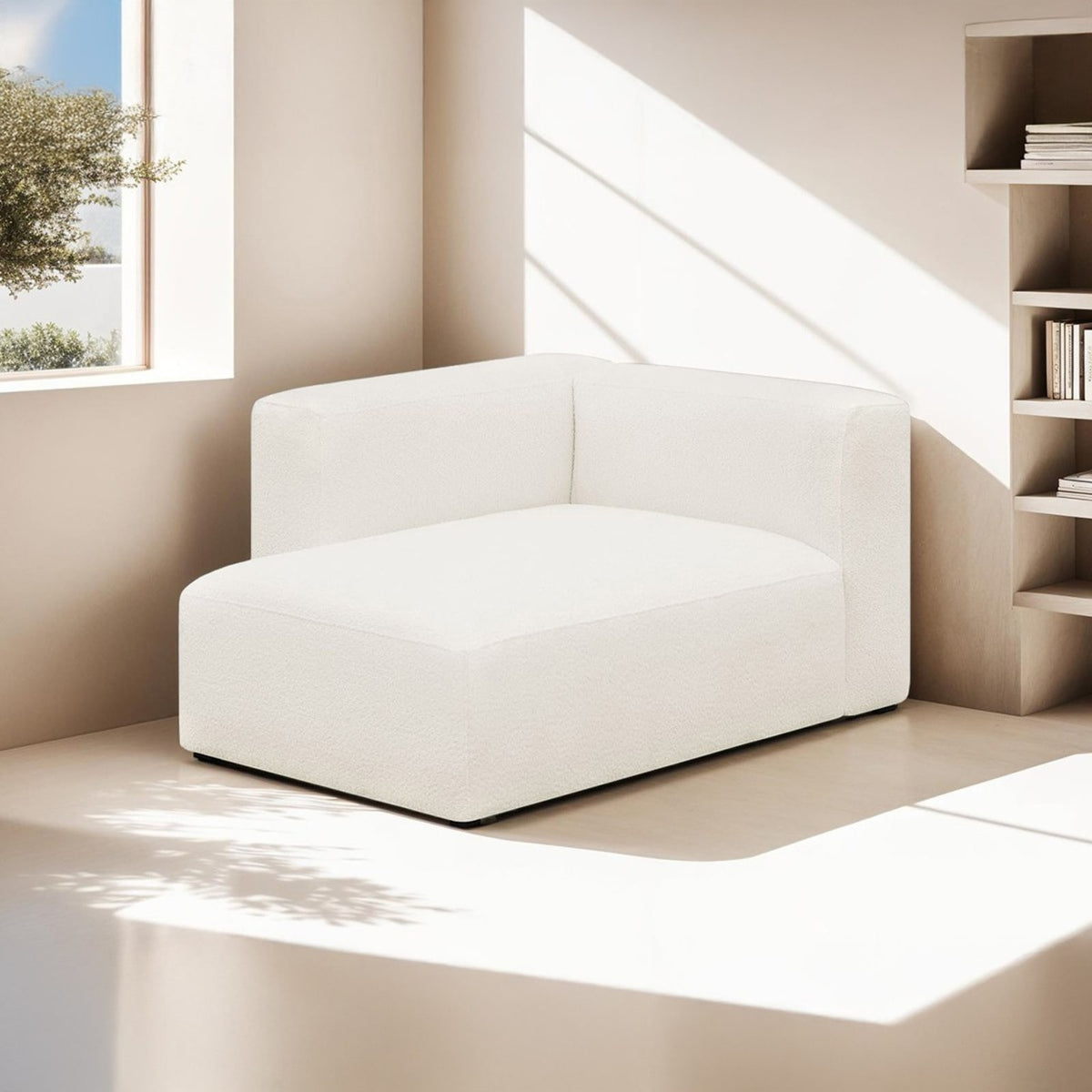 Méridienne d'Angle Gauche Modulable en Bouclette Beige beige - vue 2