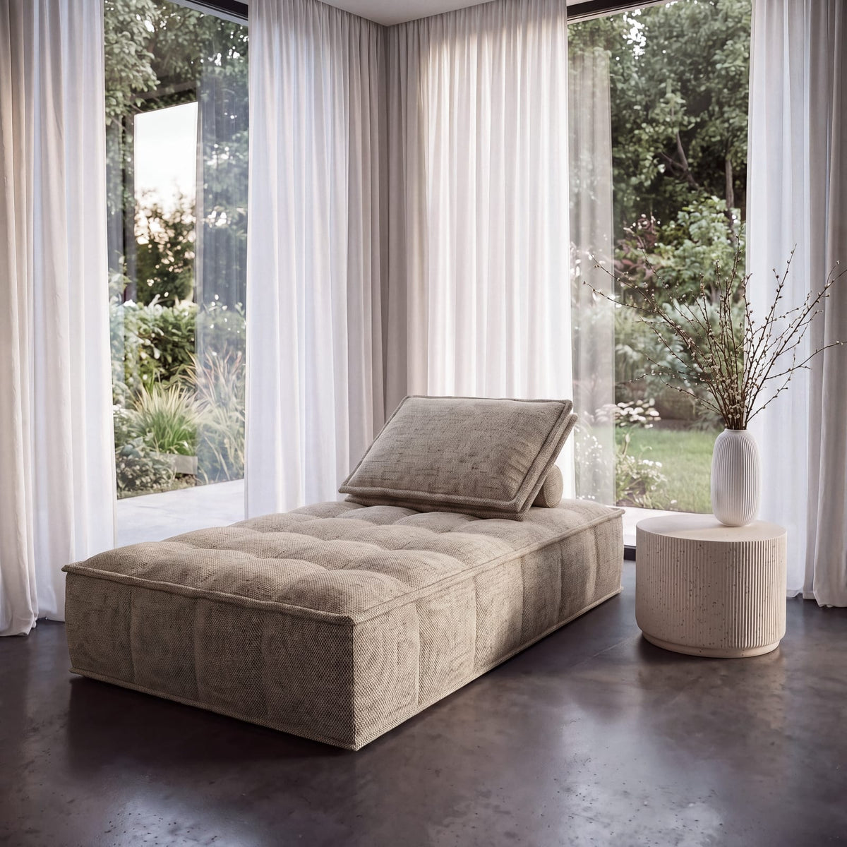 Méridienne Modulable en Tissu Taupe taupe - vue 1