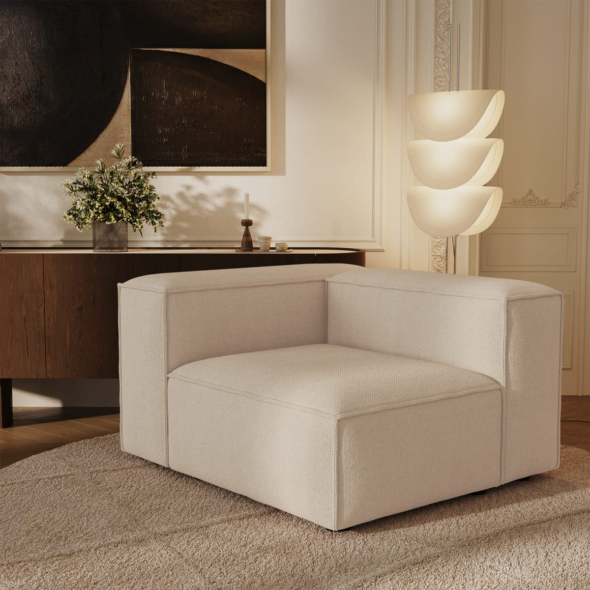 Module d'Angle Modulable en Velours Chenillé Crème crème - vue 2