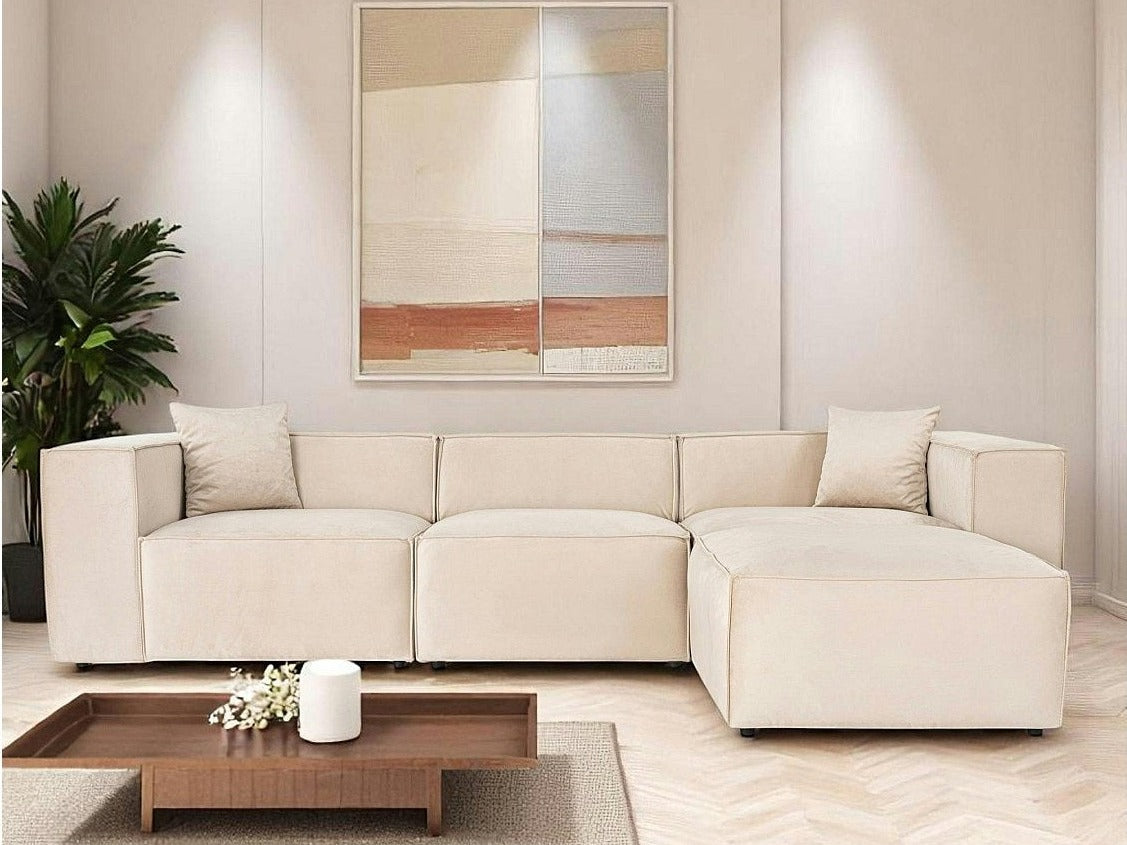 Canapé modulable d'angle OSTUNI lin beige en situation