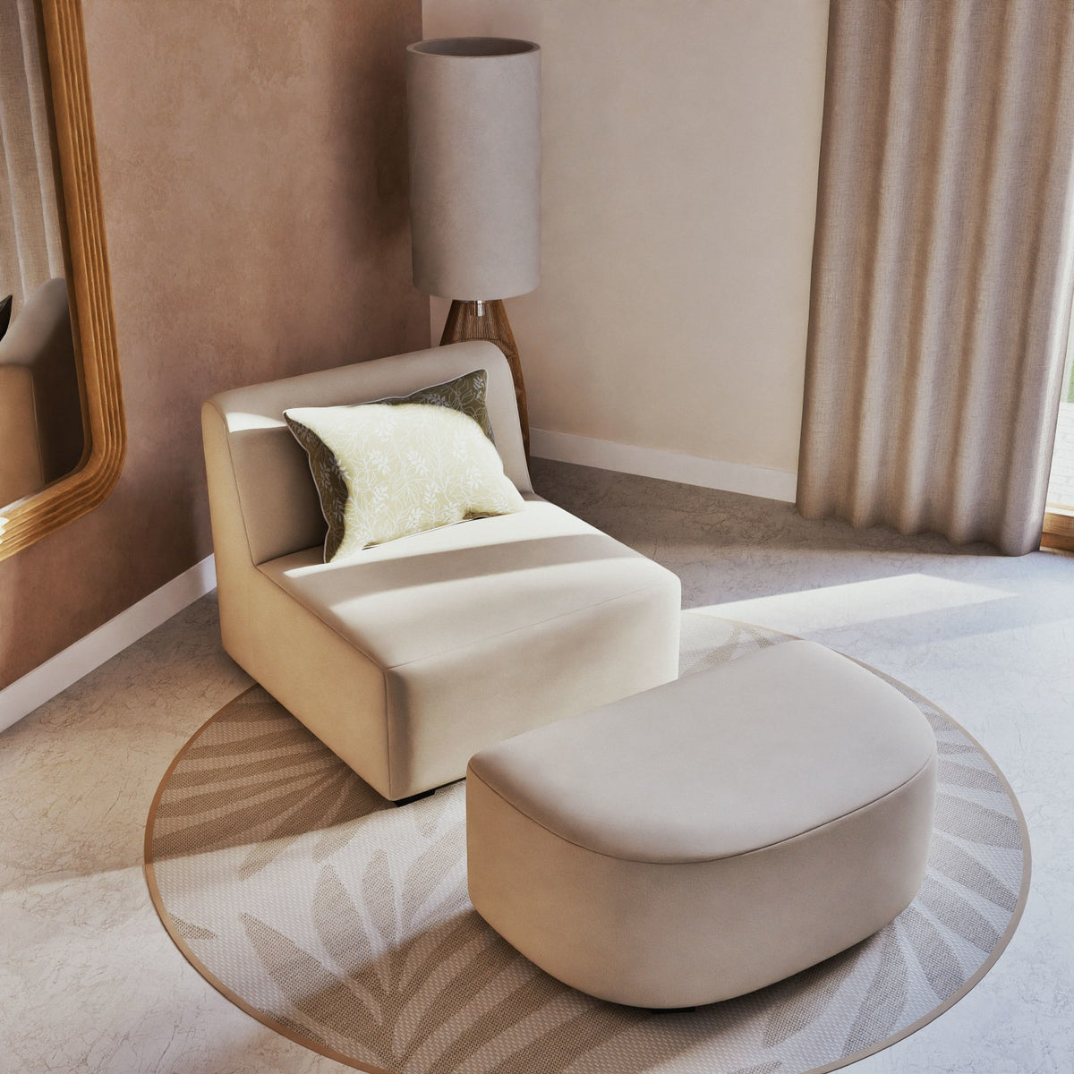 Pouf Modulable en Tissu Écru écru - vue 6