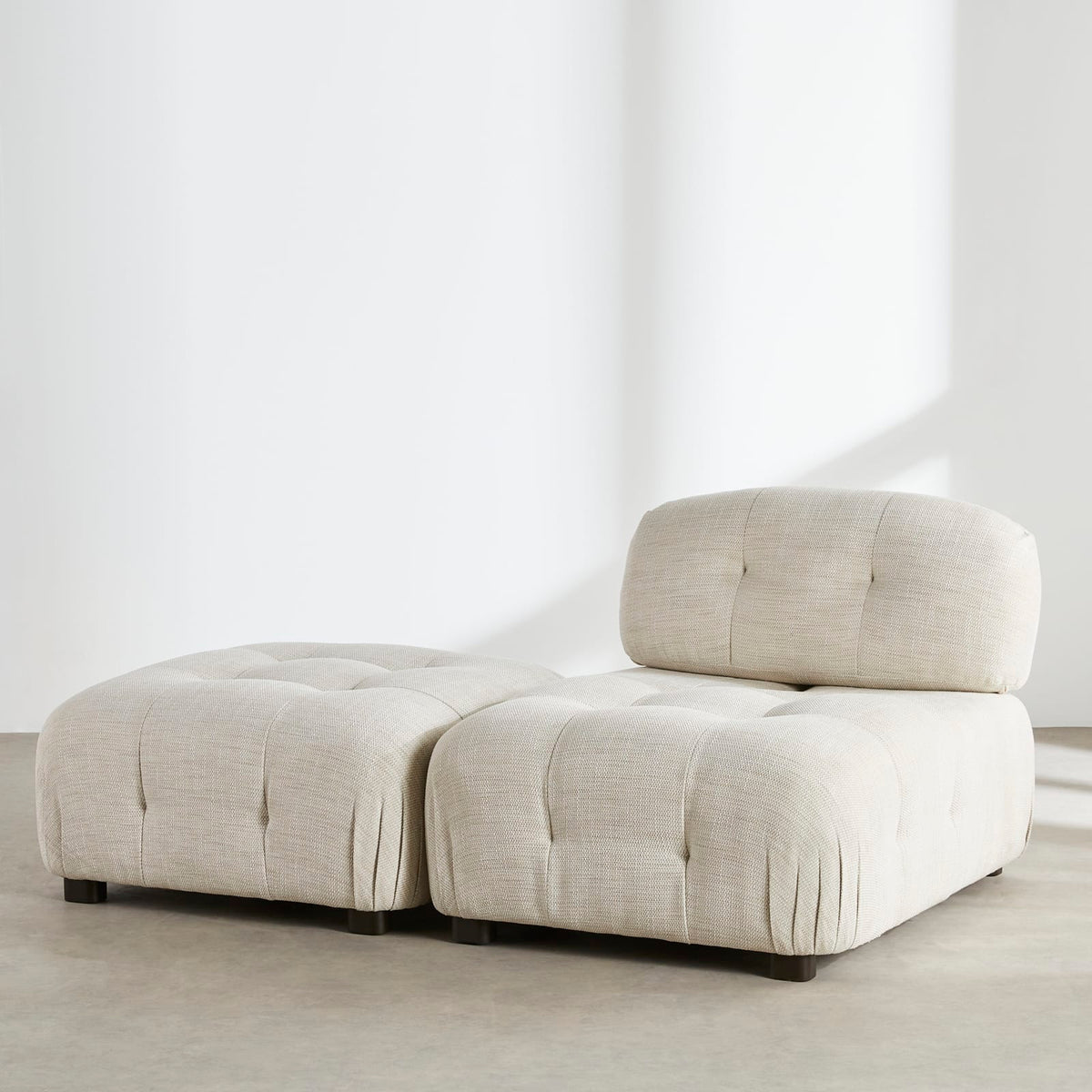 Pouf Modulable en Tissu Tramé Beige Sable beige sable - vue 6