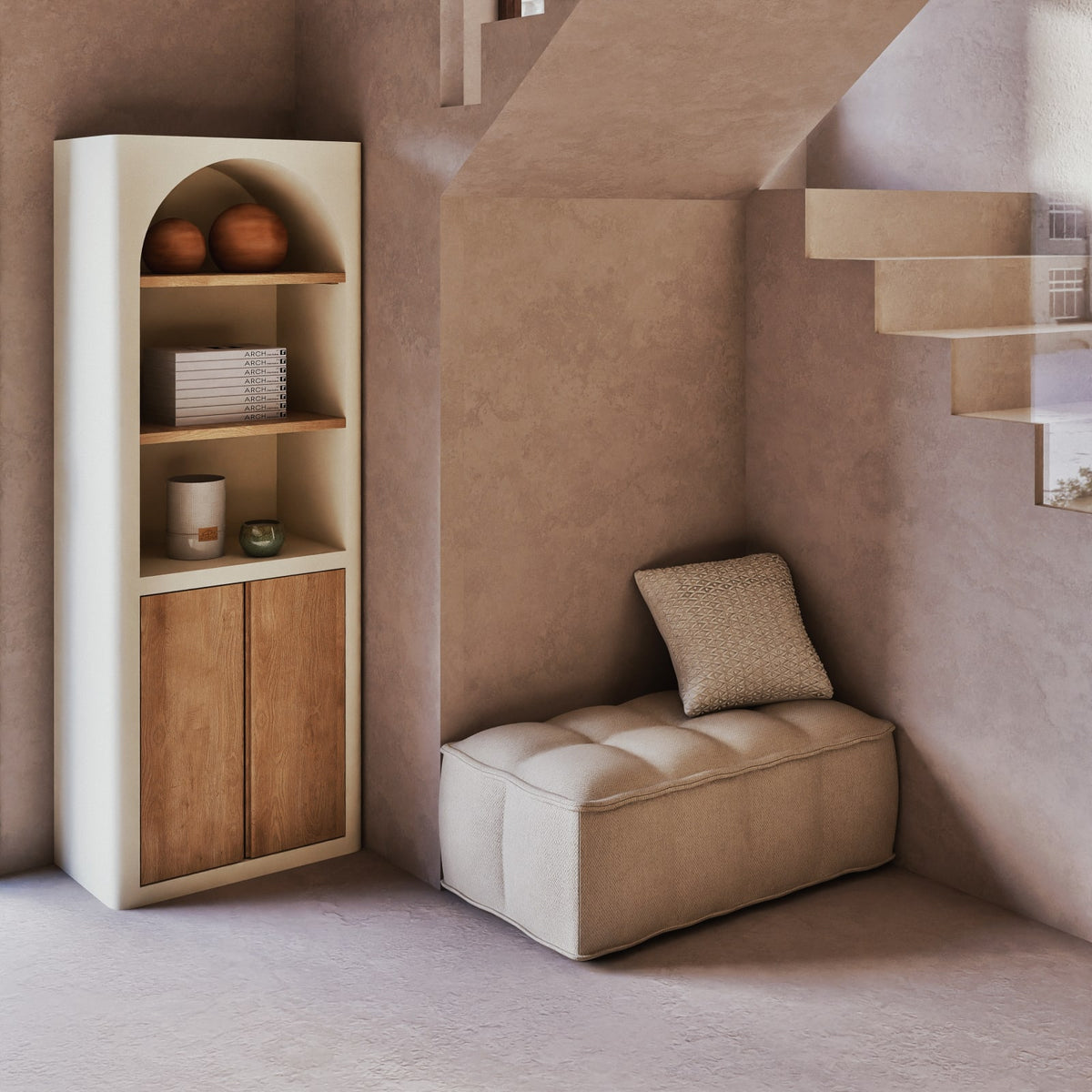 Pouf Modulable en Tissu Beige Sable beige sable - vue 5