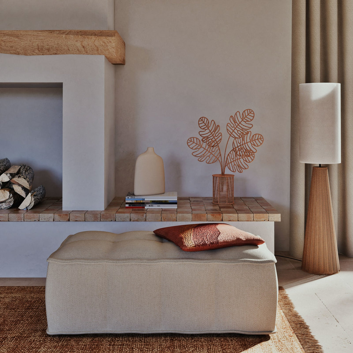 Pouf Modulable en Tissu Beige Sable beige sable - vue 4