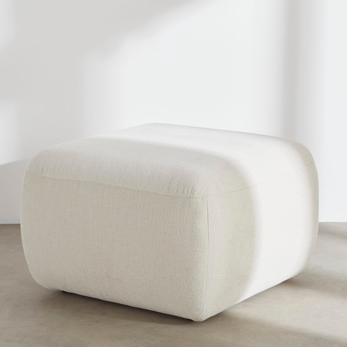 Pouf Modulable en Tissu Effet Lin Beige beige - vue 3