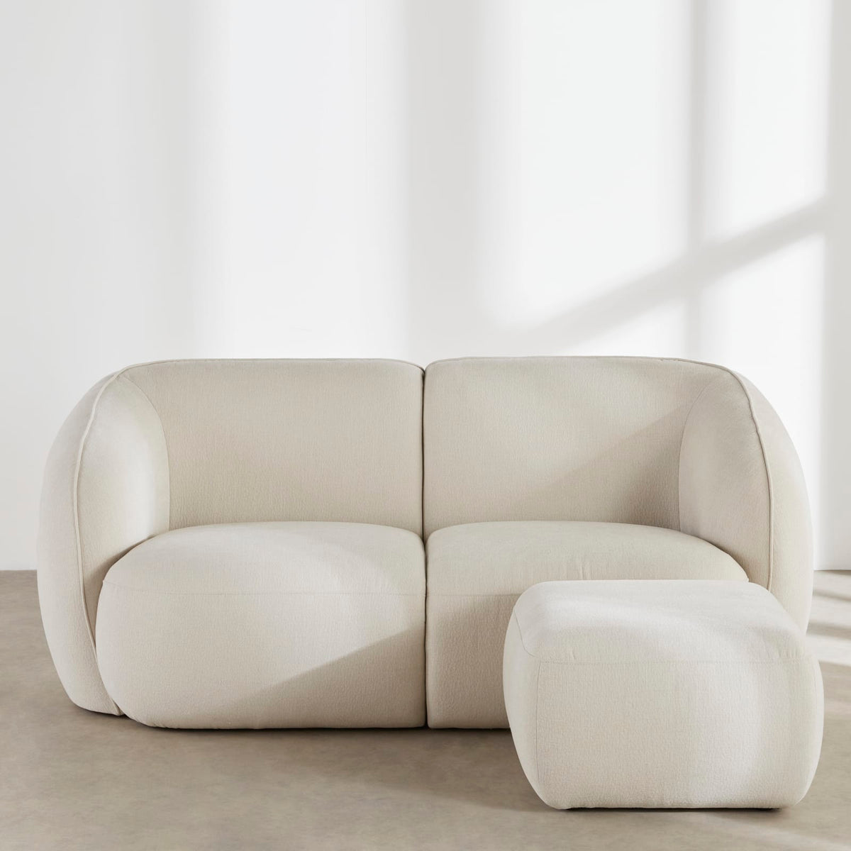 Pouf Modulable en Tissu Effet Lin Beige beige - vue 6