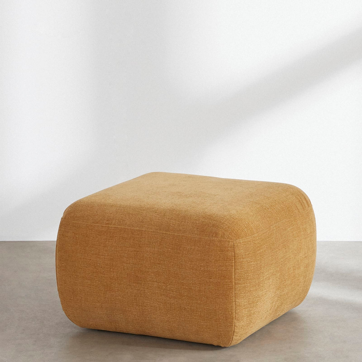 Pouf Modulable en Tissu Effet Lin Ocre ocre - vue 3