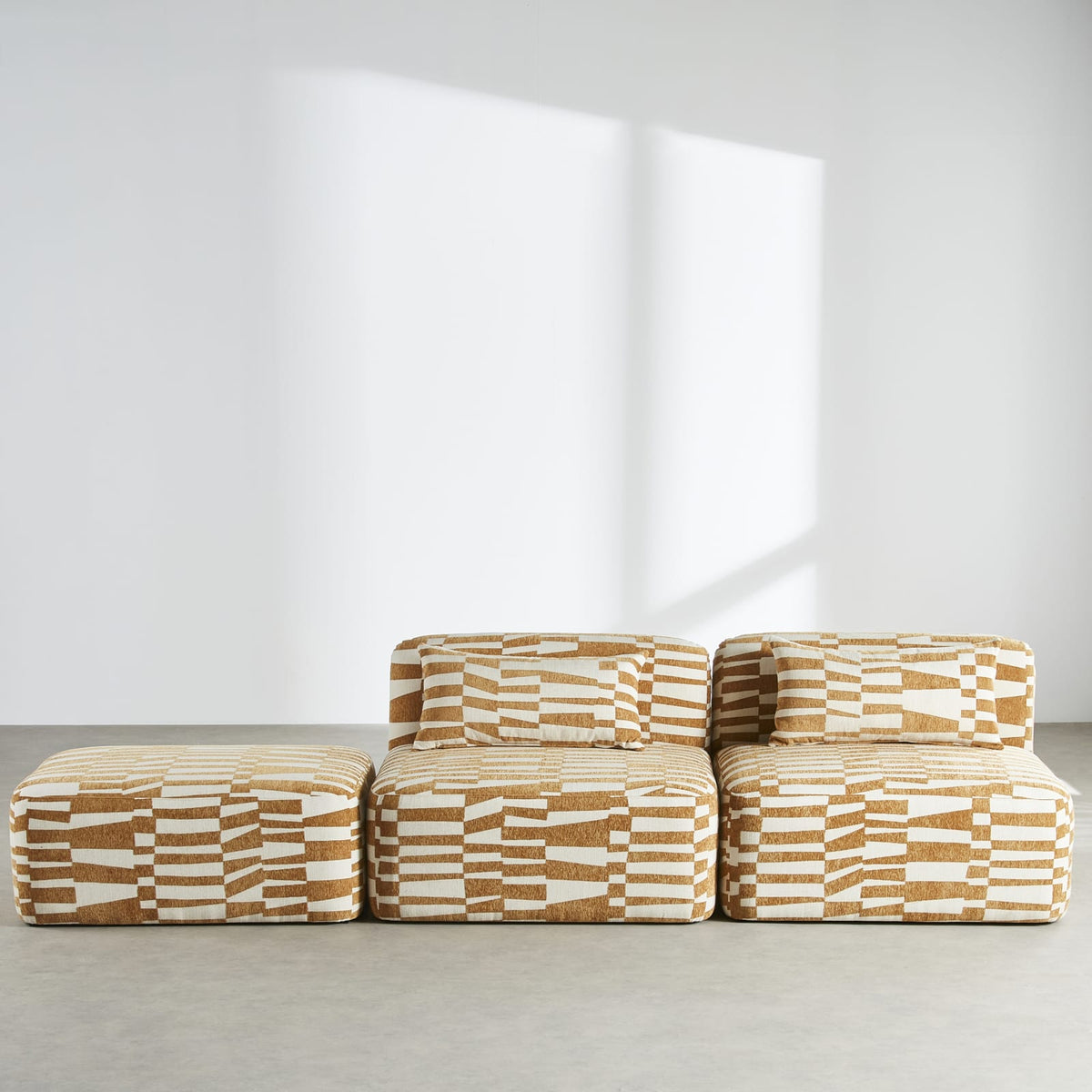 Pouf Modulable en Jacquard Écru et Ocre écru et ocre - vue 4