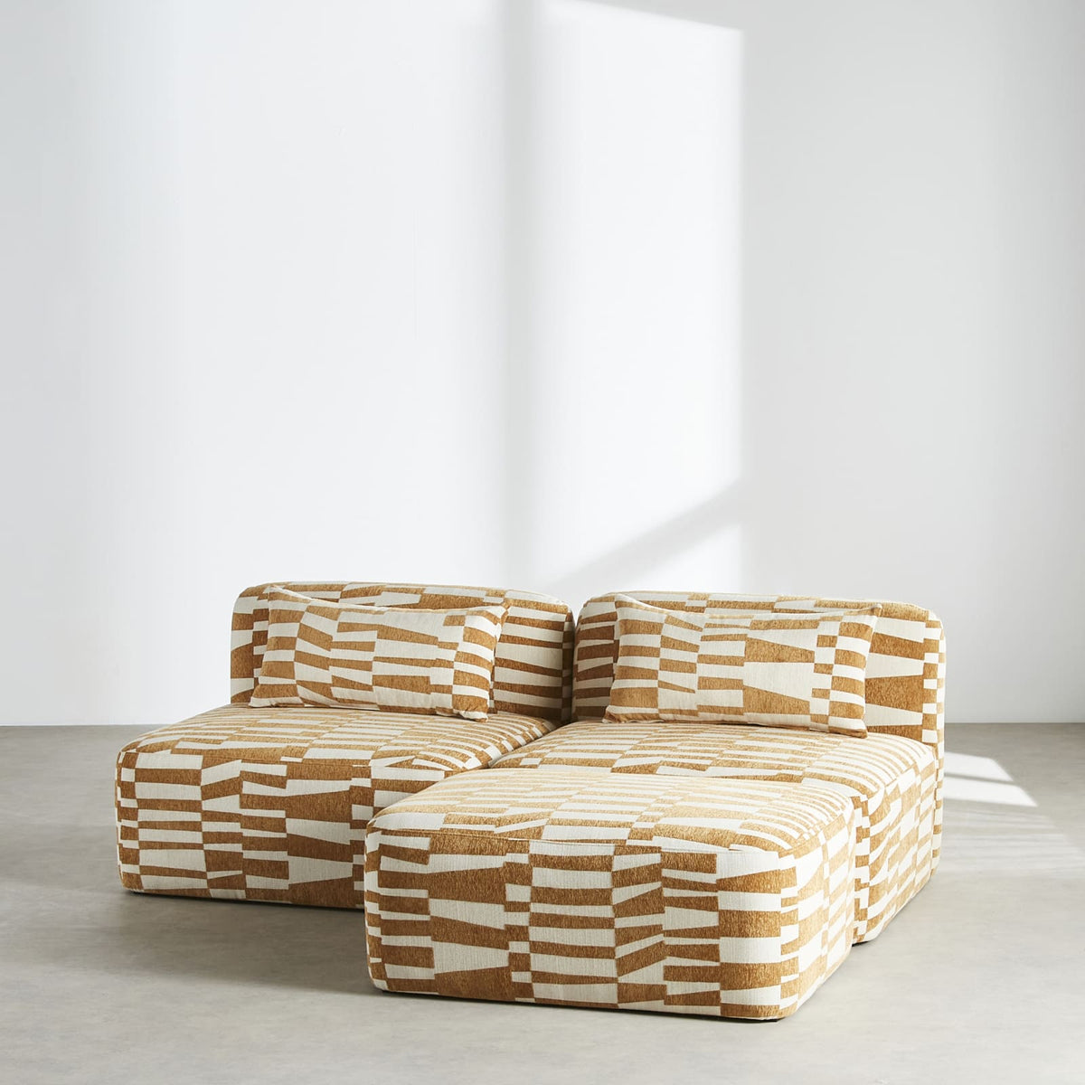 Pouf Modulable en Jacquard Écru et Ocre écru et ocre - vue 6