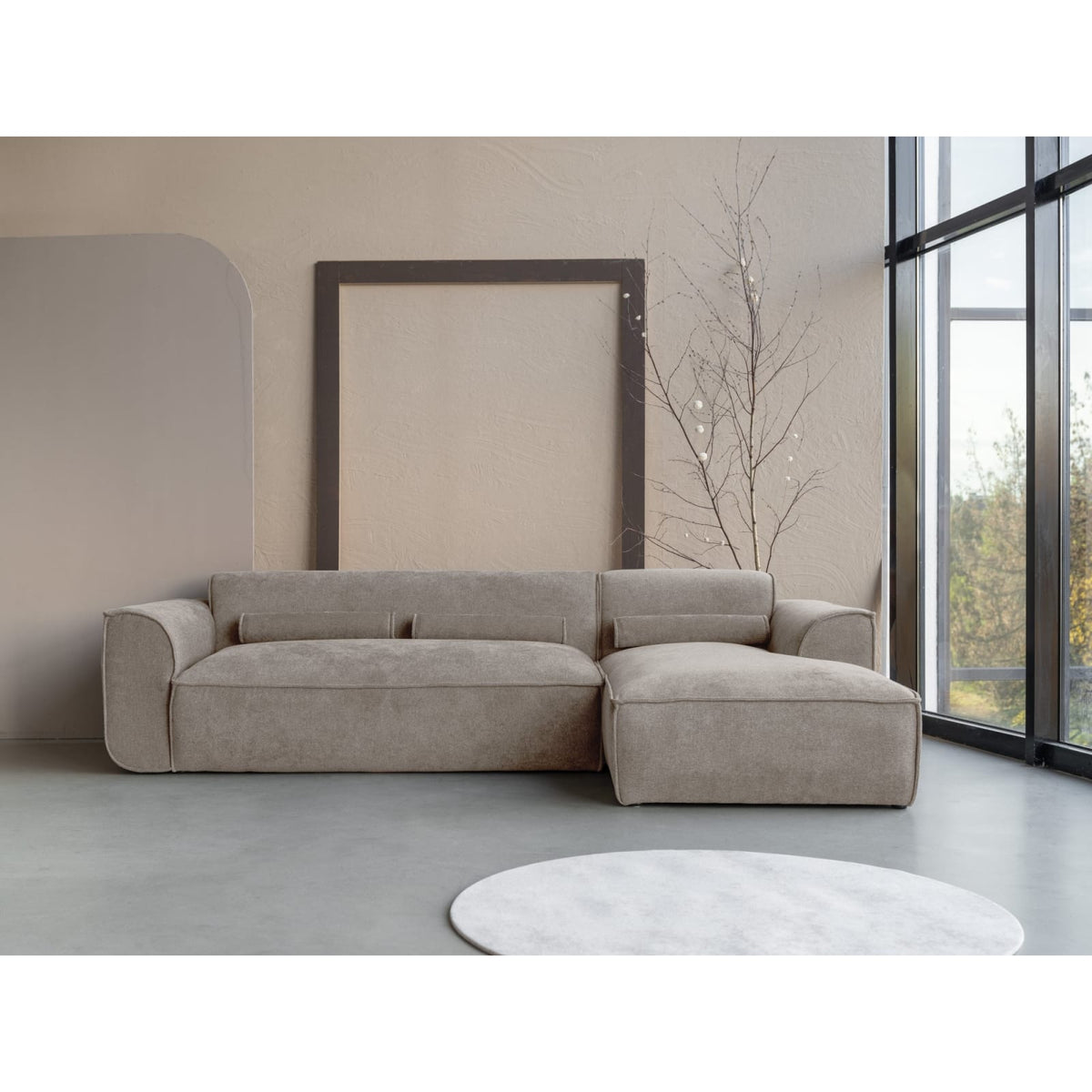 Canapé d'Angle Modulable en Chenille Beige Foncé 4 Places beige foncé - vue 2