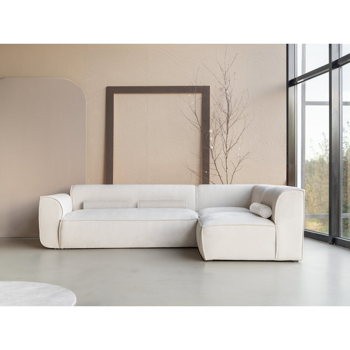 Canapé d'Angle Modulable 6 Places en Tissu Chenille Beige beige - vue 4