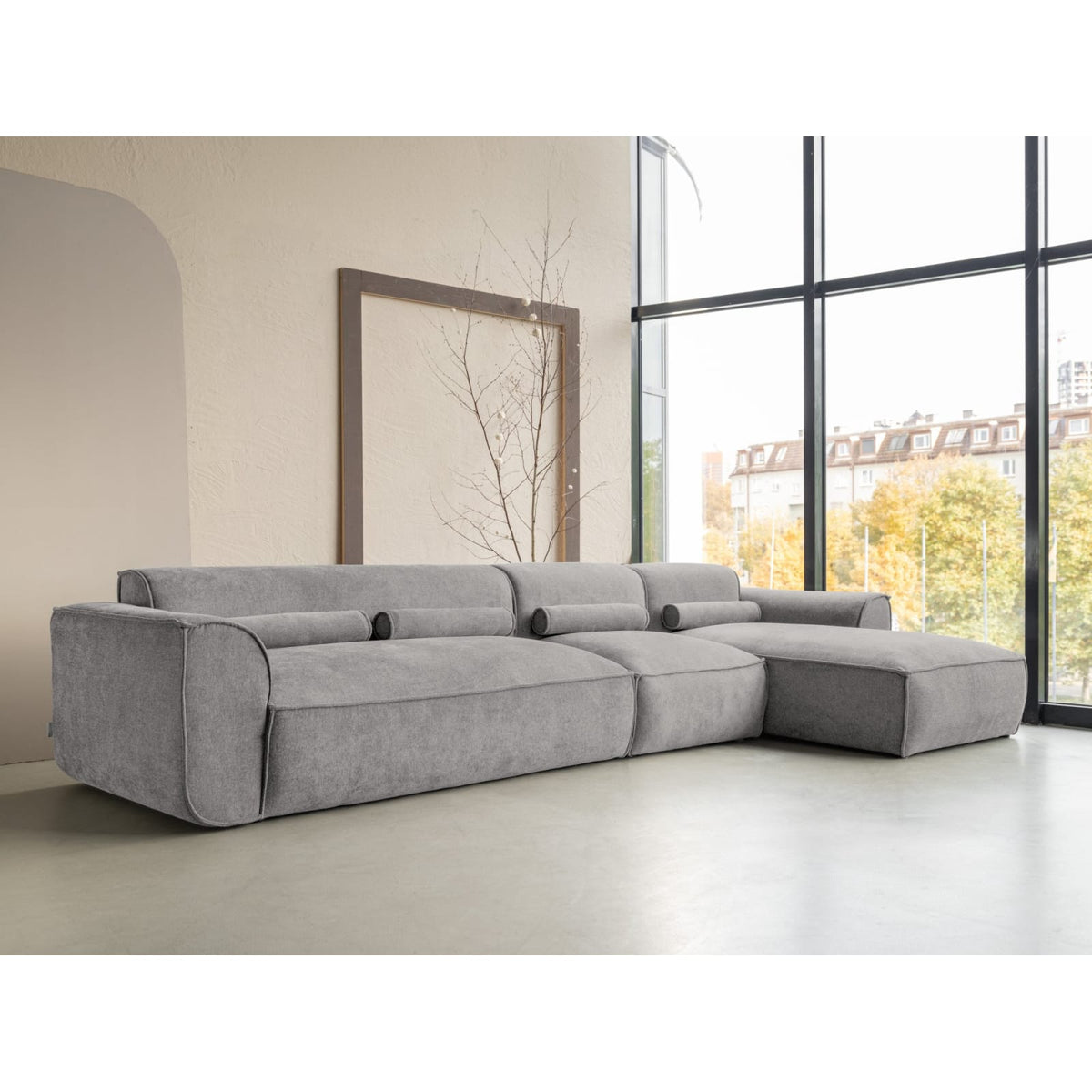Canapé d'Angle Modulable 6 Places en Chenille Grise Gris - vue 3