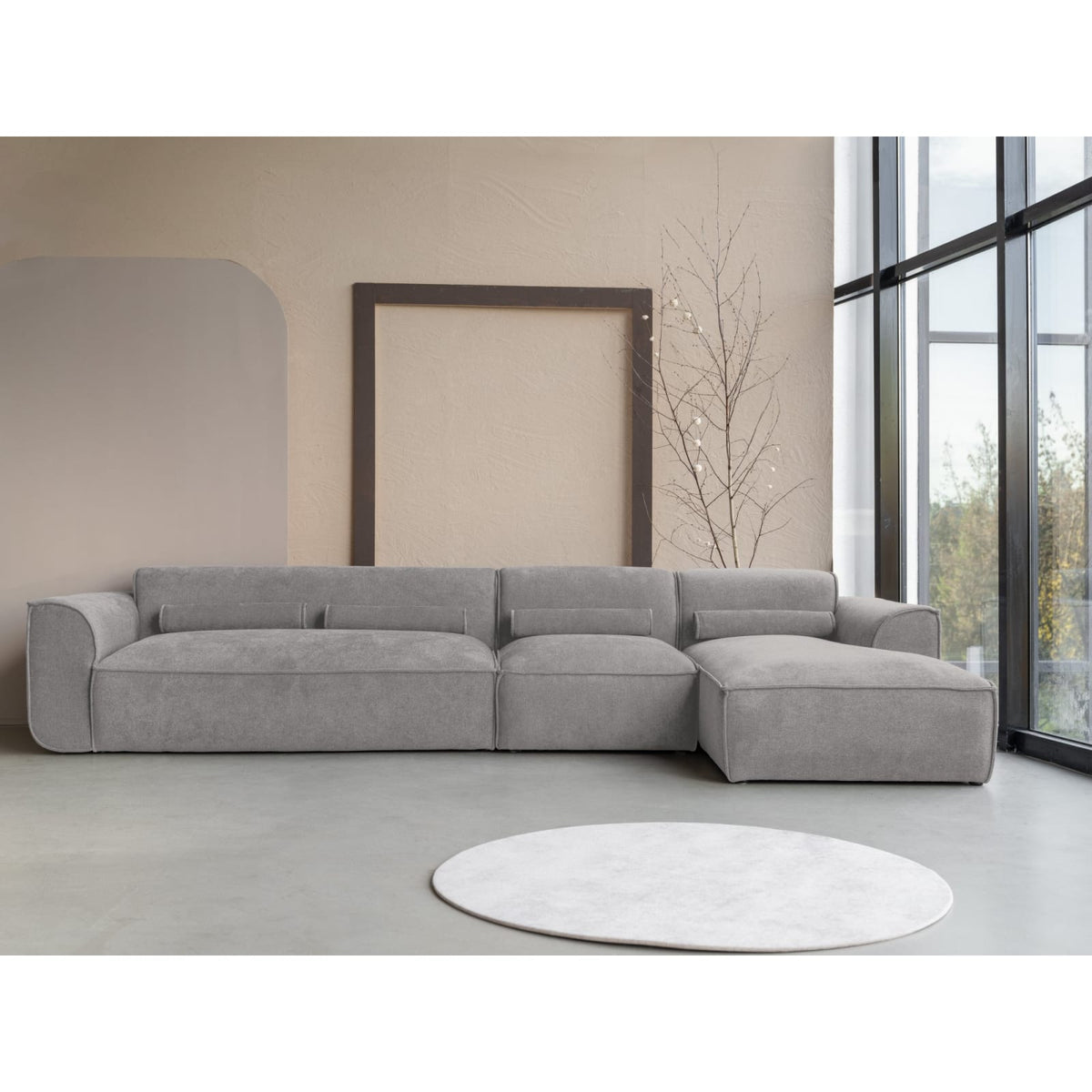Canapé d'Angle Modulable 6 Places en Chenille Grise Gris - vue 4