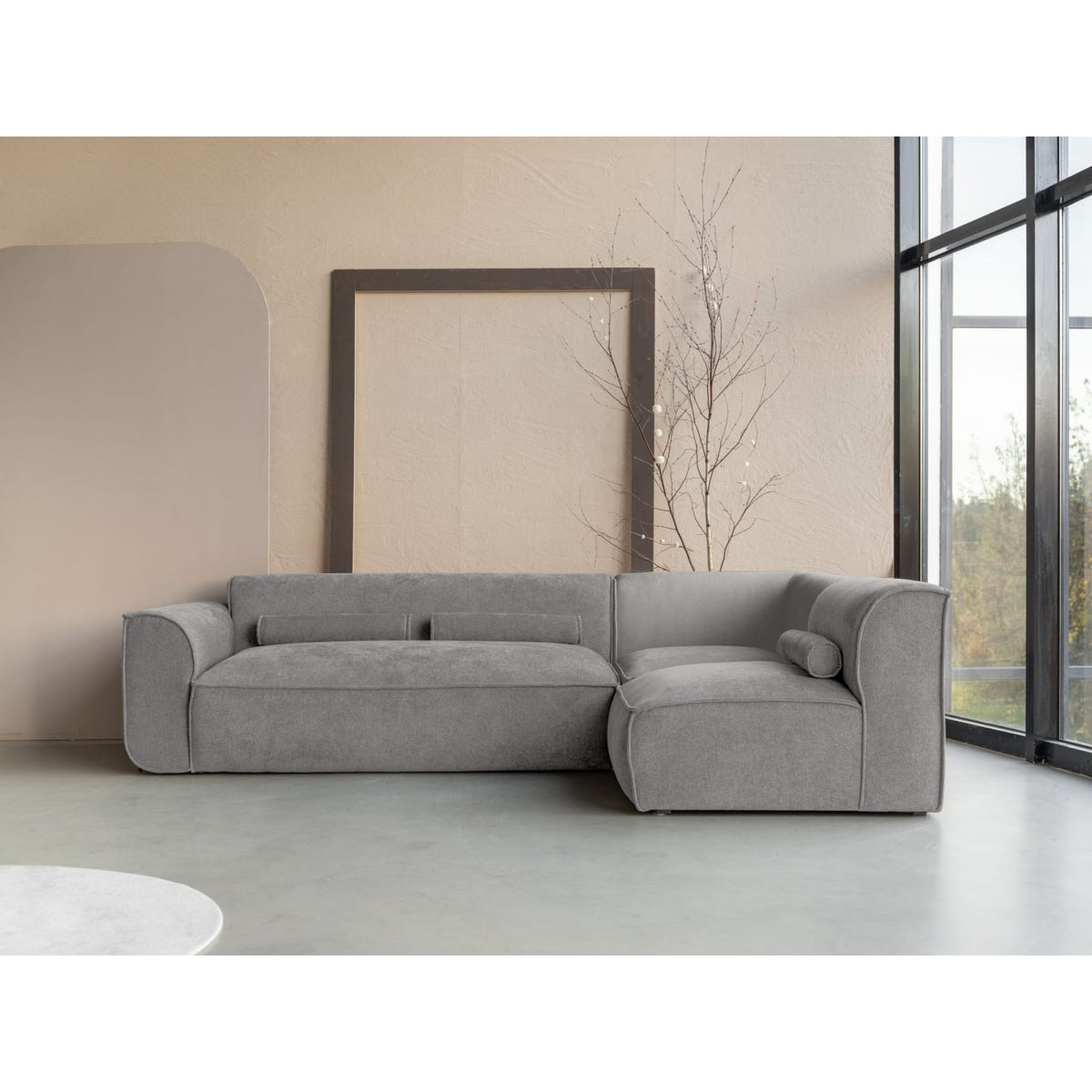 Canapé d'Angle Modulable 6 Places en Tissu Chenille Gris gris - vue 3