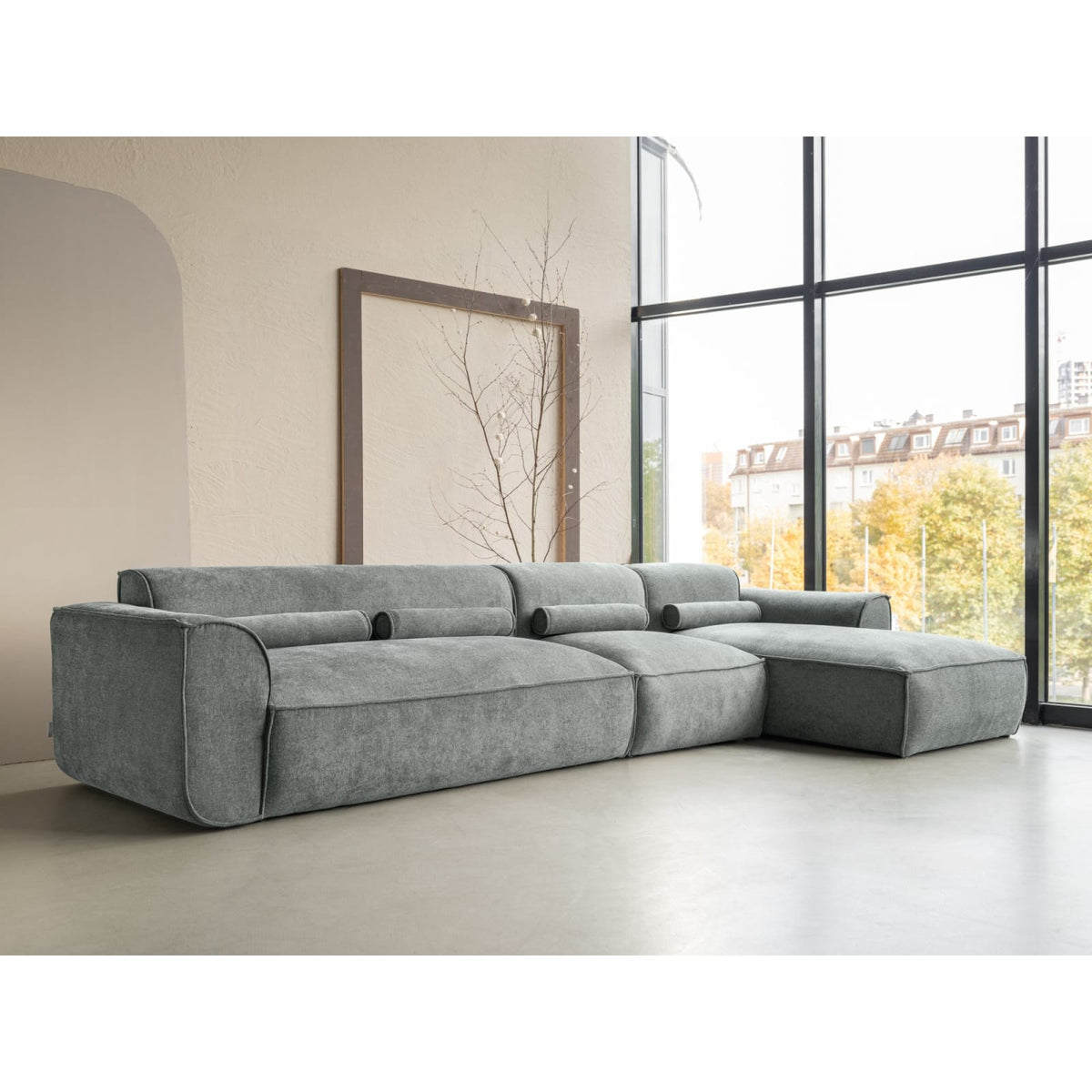 Canapé d'Angle Modulable en Chenille Vert Olive 6 Places vert olive - vue 4