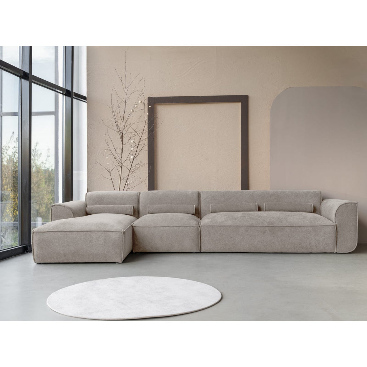Canapé d'Angle Modulaire 6 Places Gauche en Chenille Beige Foncé beige foncé - vue 3