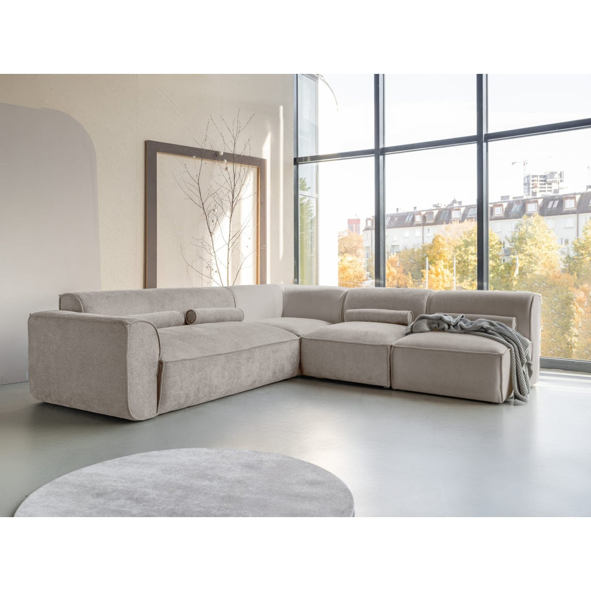Canapé d'Angle Modulable en Chenille Beige Foncé 7 Places beige foncé - vue 3
