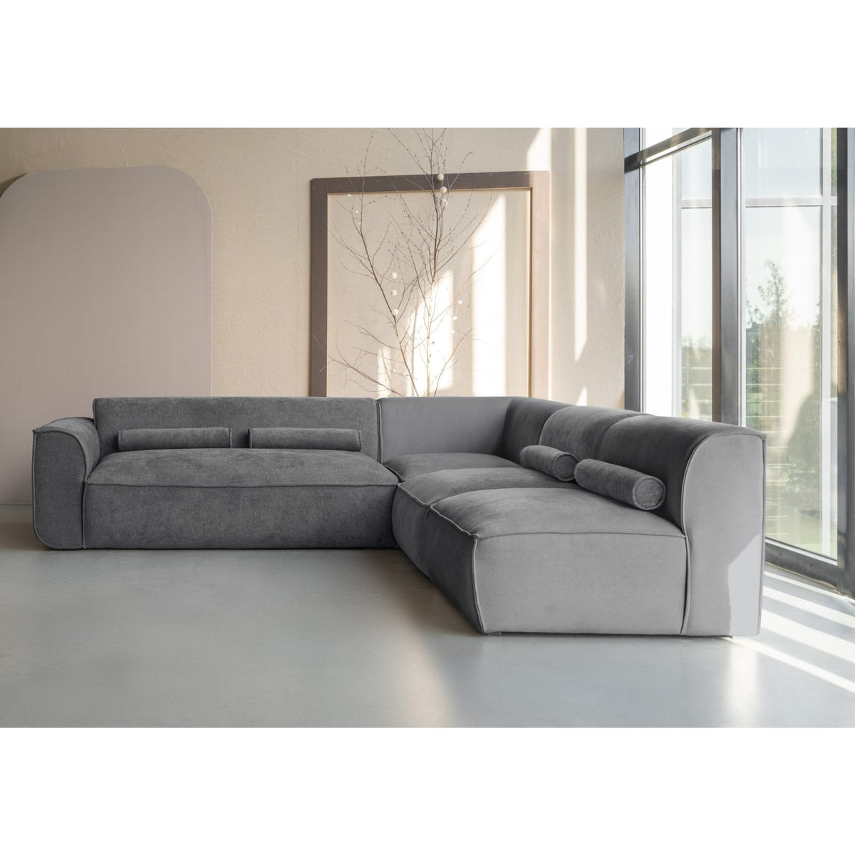 Canapé d'Angle Modulable en Chenille Gris Foncé gris foncé - vue 3
